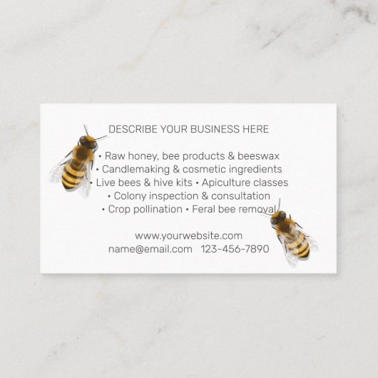 Honingraat met vliegende honingbijen Imker Visitekaartje (Achterkant)