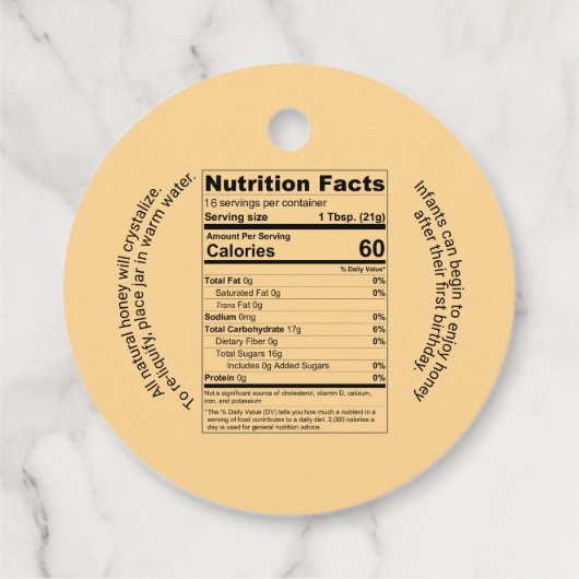 Honingraat Monogram Honing Jar Bruiloft Bedankjes Labels (Achterkant)