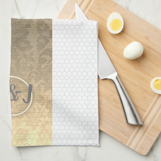 Honingraat Monogram Keukenhanddoeken (Quarter Fold)