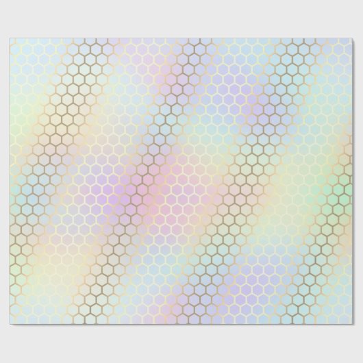 Honingraat pastel kleuren cadeaupapier (Vlak)
