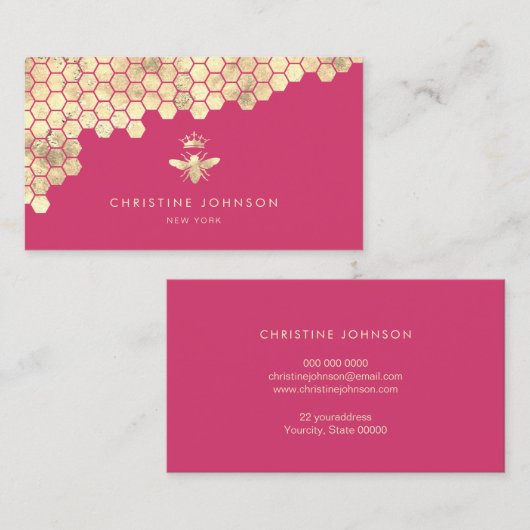 Honingraat Queen Bee Design Visitekaartje (Voorkant / Achterkant)