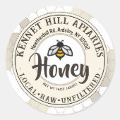 Honingraat & Schattige Bee Raw Honey Label Ivory (Voorkant)