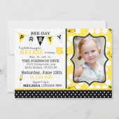 Honingraat Stippen en Bumble Bee Verjaardag Uitnod Kaart (Voorkant)