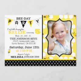 Honingraat Stippen en Bumble Bee Verjaardag Uitnod Kaart