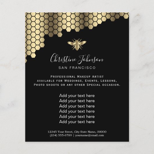 honingraat van bijen op zwarte achtergrond flyer (Voorkant)