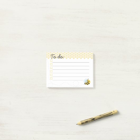 Honingraat van de kattenhoningraat Cute Yellow Fly Post-it® Notes (Op bureau)