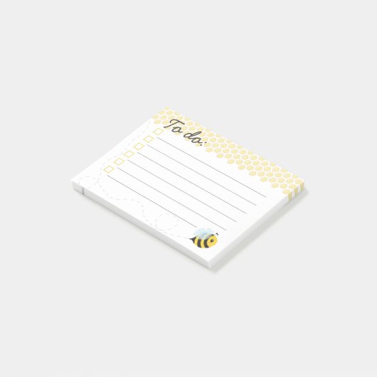 Honingraat van de kattenhoningraat Cute Yellow Fly Post-it® Notes (Schuin)