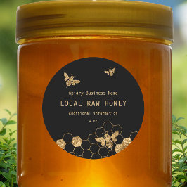 Honingraat van gewone zwarte en goudhoningbijen ronde sticker