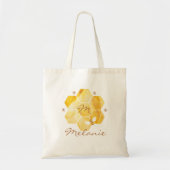 Honingraat Waterverf Bloem- en honingbijenmonogram Tote Bag (Voorkant)