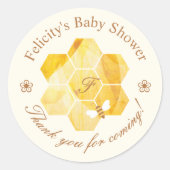Honingraat Waterverf Flower & Bee Baby shower Ronde Sticker (Voorkant)