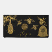 Honingraat Wildbloem Zwart Bureaumat (Voorkant)