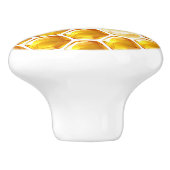 Honingraat zeshoeken gevuld met honing keramische knop (Zijkant)