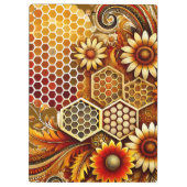 Honingraat & Zonnebloem Geïnspireerd Klembord (Achterkant)