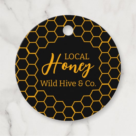 Honingraat - zwarte of witte achtergrond bedankjes labels (Voorkant)