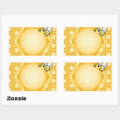 Honingraatachtergrond met een schattige honingbij rechthoekige sticker (Vel)