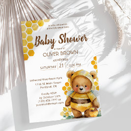 Honingraten en bruine honing teddybeer Baby shower Kaart