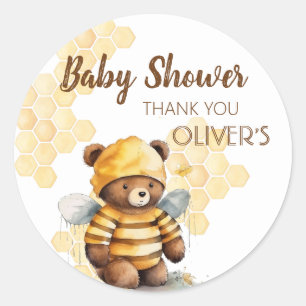 Honingraten en bruine honing teddybeer Baby shower Ronde Sticker