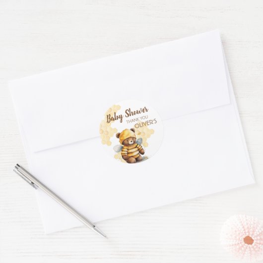 Honingraten en bruine honing teddybeer Baby shower Ronde Sticker (Envelop)