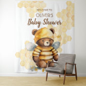 Honingraten en bruine honing teddybeer Baby shower Wandkleed (In situ)