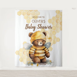 Honingraten en bruine honing teddybeer Baby shower Wandkleed