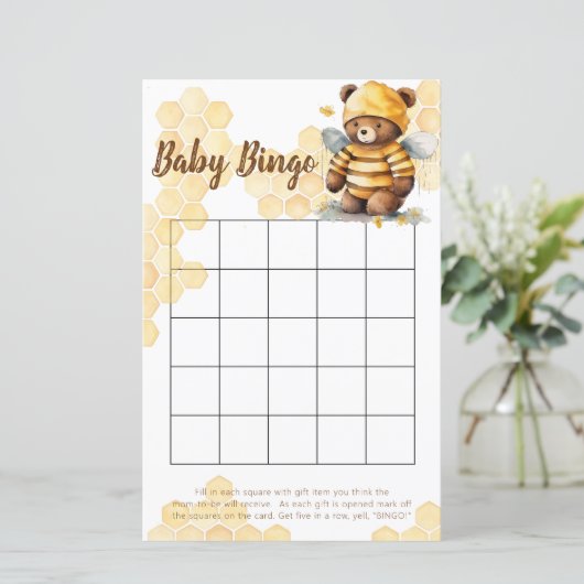 Honingraten en bruine honing teddybeer bingogame (Staand voorkant)