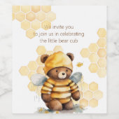 Honingraten en bruine honing teddybeer wijn etiket (Enkel label)