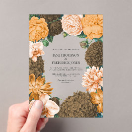 Honingroos, Abrikozen Fleur & Toffee Bloom Bruilof Acryl Uitnodigingen