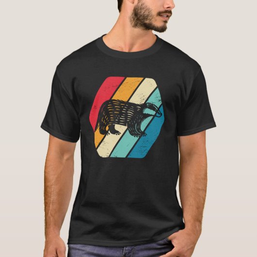 Honingsdas Dier Wilde Dieren Retro T-shirt (Voorkant)