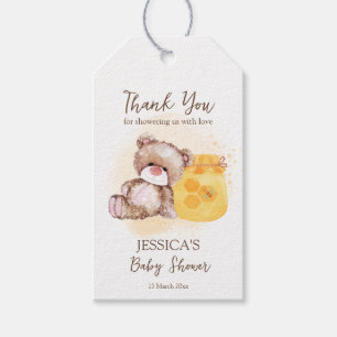 Honingstaarbeer vroeg op baby cadeaulabel