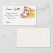Honingstaarteddybeer baby shower-luierraffel informatiekaartje (Voorkant / Achterkant)