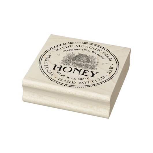 Honingstempel van de imker met  kep Apiary Rubberstempel (Stempel)