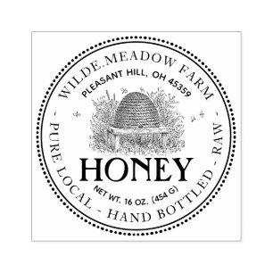 Honingstempel van de imker met  kep Apiary Rubberstempel