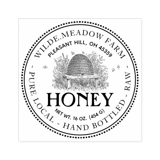 Honingstempel van de imker met kep Apiary Rubberstempel (Afrduk)