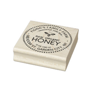 Honingstempel van de imker met  kep Apiary Rubberstempel