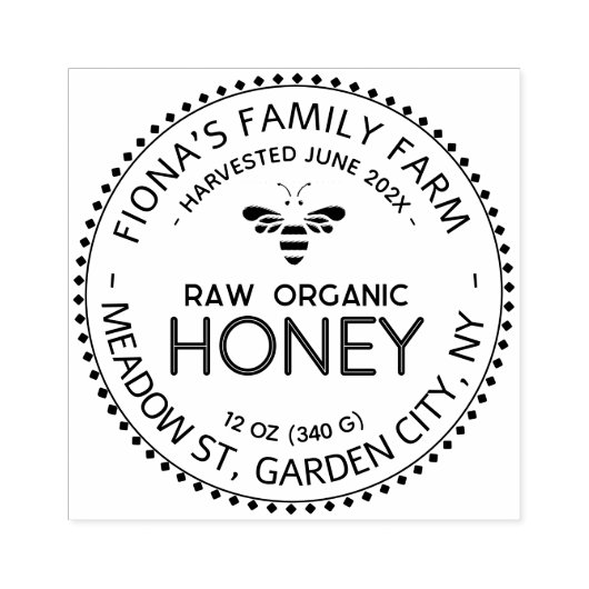 Honingstempel van de imker met  kep Apiary Rubberstempel (Afrduk)