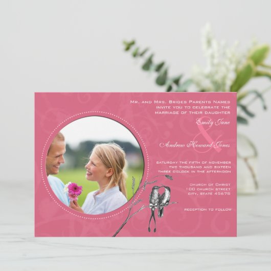  honingSuckle Hummingbird Wedding Invite Kaart (Staand voorkant)