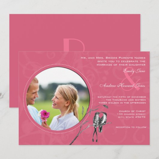  honingSuckle Hummingbird Wedding Invite Kaart (Voorkant / Achterkant)