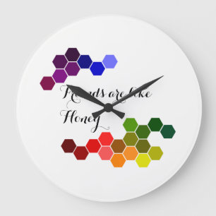 Honingthema met positieve woorden grote klok