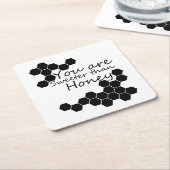 Honingthema met positieve woorden kartonnen onderzetters (Schuin)