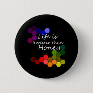 Honingthema met positieve woorden ronde button 5,7 cm
