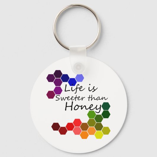 Honingthema met positieve woorden sleutelhanger (Voorkant)