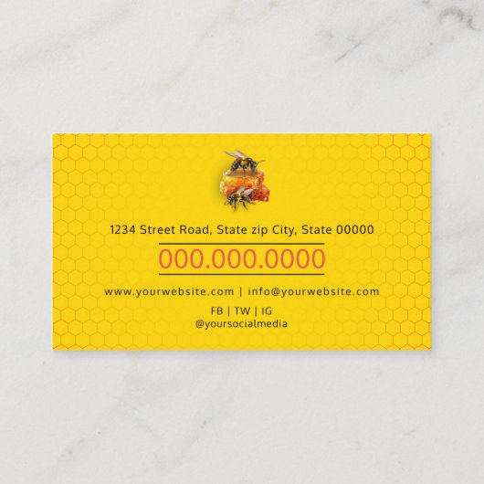 Honingverkoper - Bijenteler Visitekaartje (Achterkant)