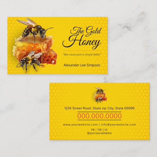 Honingverkoper - Bijenteler Visitekaartje (Voorkant / Achterkant)