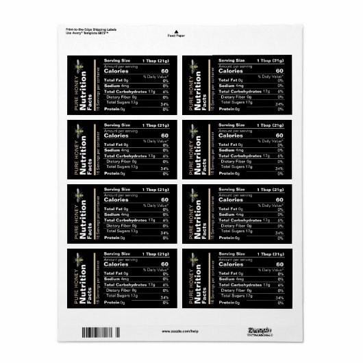 Honingvoeding: label zwarte gouden bijen (Full Sheet)