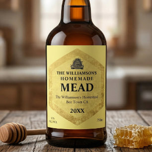 Honingwijn   Homemade Mead   bijenkorf Wijn Etiket