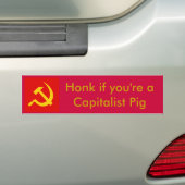 Honk als je een kapitalistisch varken bent bumpersticker (Op auto)