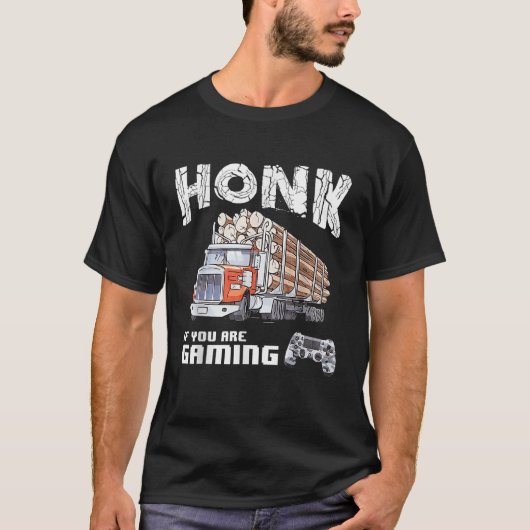 Honk Als je Gaming Trucker Gamer  T-shirt (Voorkant)