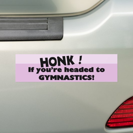 Honk als je op weg bent naar gymnastiek bumpersticker (Op auto)