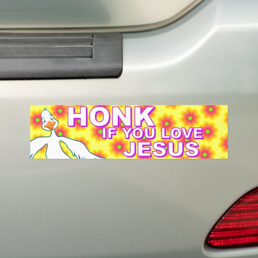 Honk als je van Jezus houdt! Bumpersticker (Op auto)