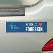 Honk als je van voorhuid houdt — blauw bumpersticker (Op auto)